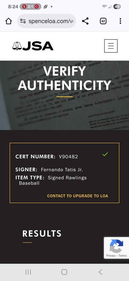 Fernando Tatis Jr Signed Black OML Baseball JSA COA - Image 4 of 4