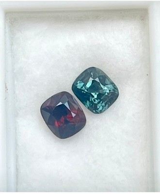 Natural 100% VVS-VS 2/Pc 2.02 ct Cushion Multi,color Spinel Mogok Gemstone
