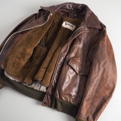 Men's Wear Schott Schott Shot Size 42 Leather Jacket A 2 With Liner Brown