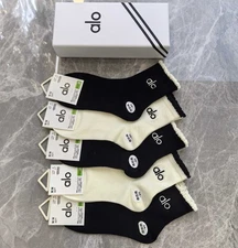 ALO Yoga Socks 5-Pack: Unisex Half-Crew - One Size.  Gift Set