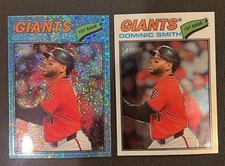2026 Topps Heritage #225 Dominic Smith Chrome + Light Blue Sparkle Refractors