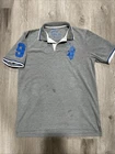 Ralph Lauren Polo Franky Max Large #9 Big Pony Gray Polo Shirt *Stains*
