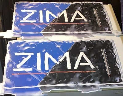 (2)!Vintage ZIMA Thermometer Metal Tin Tacker Malt Liquor Bar Sign 31 x14 NICE !