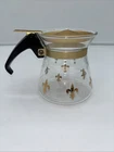 Vintage  MCM  1960s PYREX Tea Coffee Syrup Carafe Gold Clover Mini 4” Flip Lid
