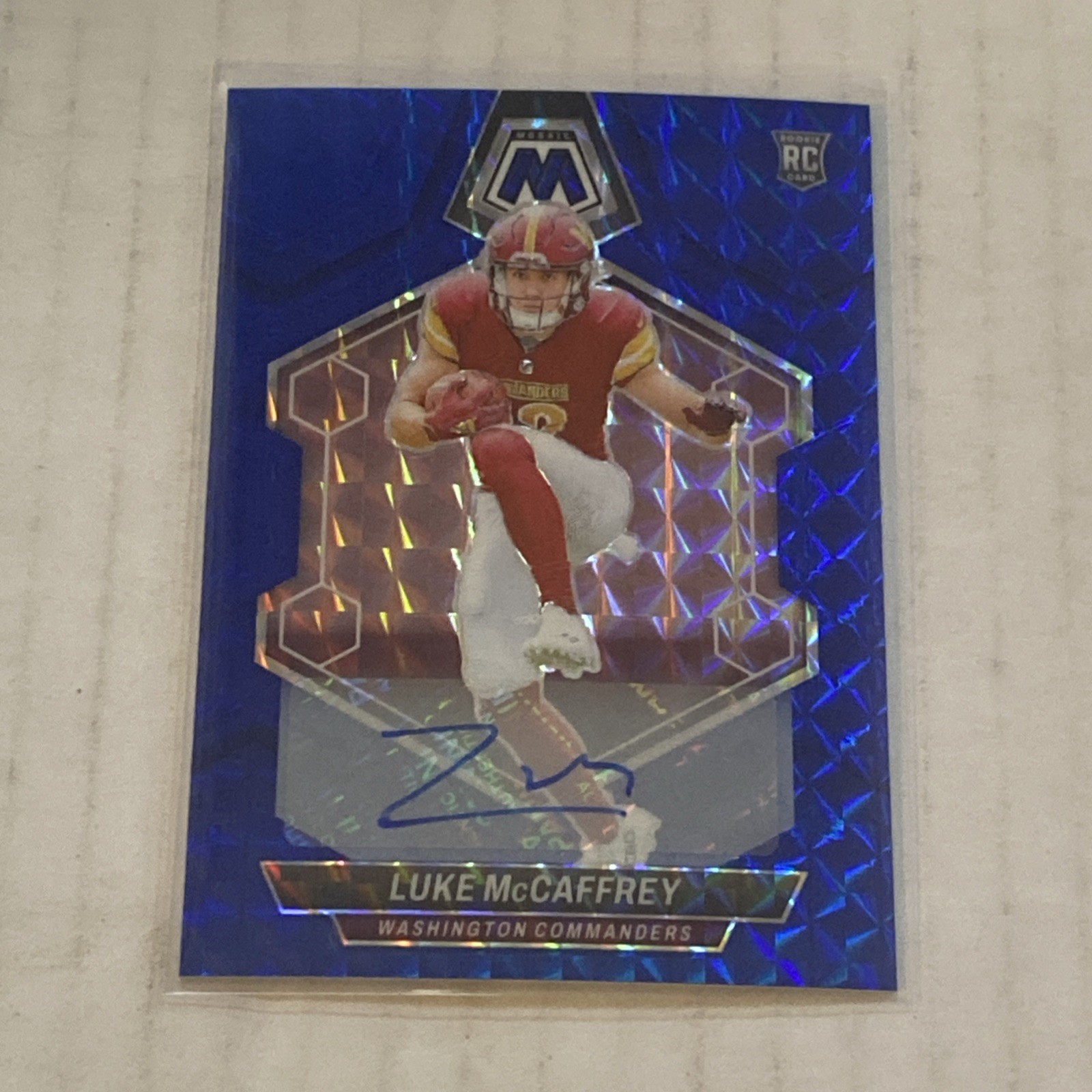 2024 Mosaic Luke McCaffrey Rookie Auto Autograph Blue Prizm #25/99