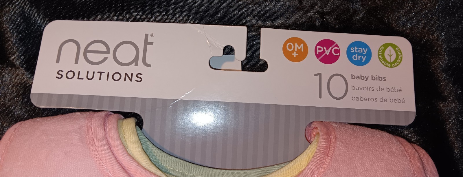 NEAT SOLUTIONS 10 PACK INFANT GIRL STAY DRI/PVC FREE BIB SET. NEW. 0+ MONTHS