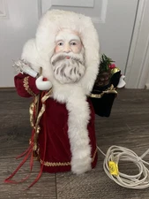 Vtg Animated Light And Motion Santa Tree Topper 11”