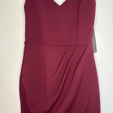 LULUS NEW Mini Dress Womens S Burgundy Spaghetti Strap V-Neck Pleated