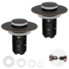 Universal Bathroom Sink Stopper Hair Catcher Upgraded with 2-Layer Detachable Fi