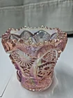 Vintage Imperial Glass Octagon Pink Carnival Glass Toothpick Holder    (A3)