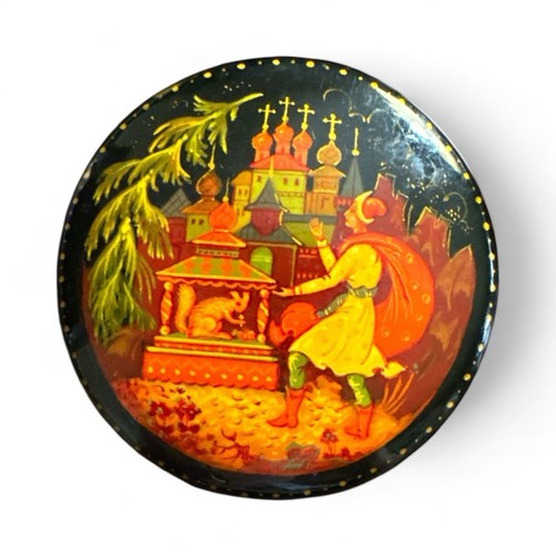 Collectible Russia brooch Black Lacquer Miracle Squirrel Pushkin's fairy tales