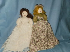 Vintage Handmade Cloth Rag Dolls – Set of 2 – Country Farmhouse Primitive Style