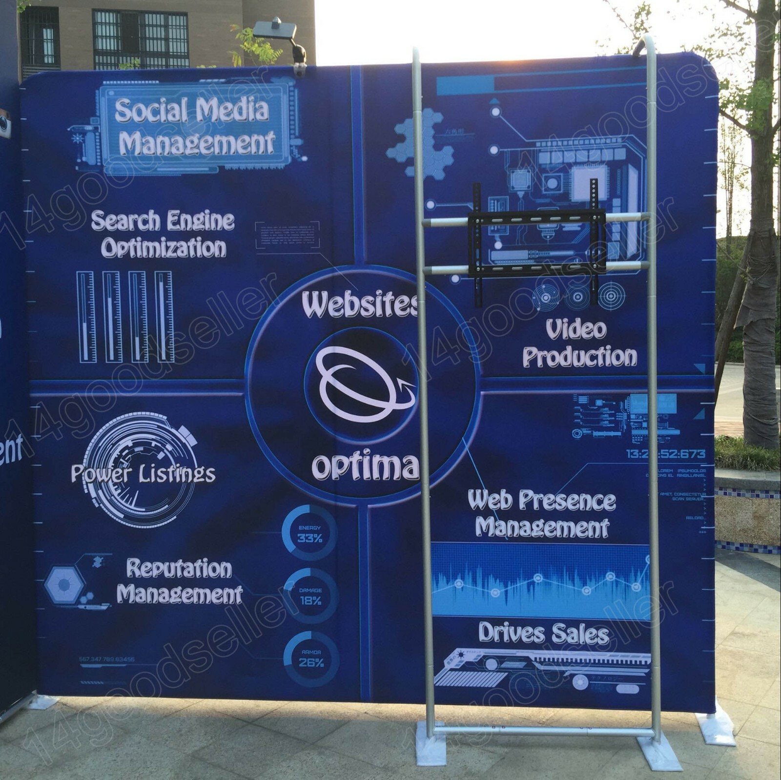 10ft protable custom trade show display booth pop up stand Podium TV bracket