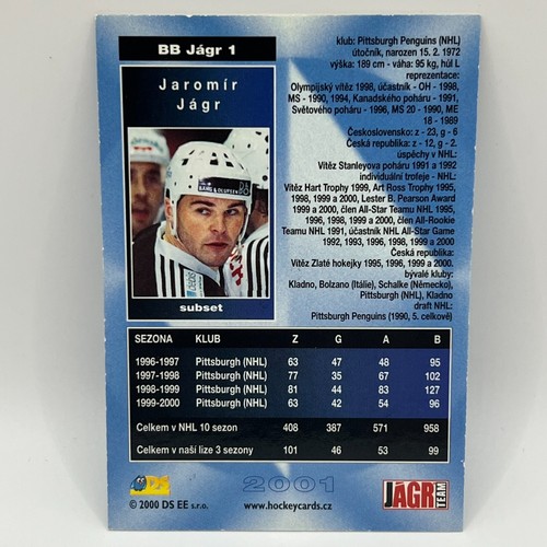2000-01 Czech DS Extraliga Best of the Best Jaromir Jagr #J1 - Picture 2 of 2