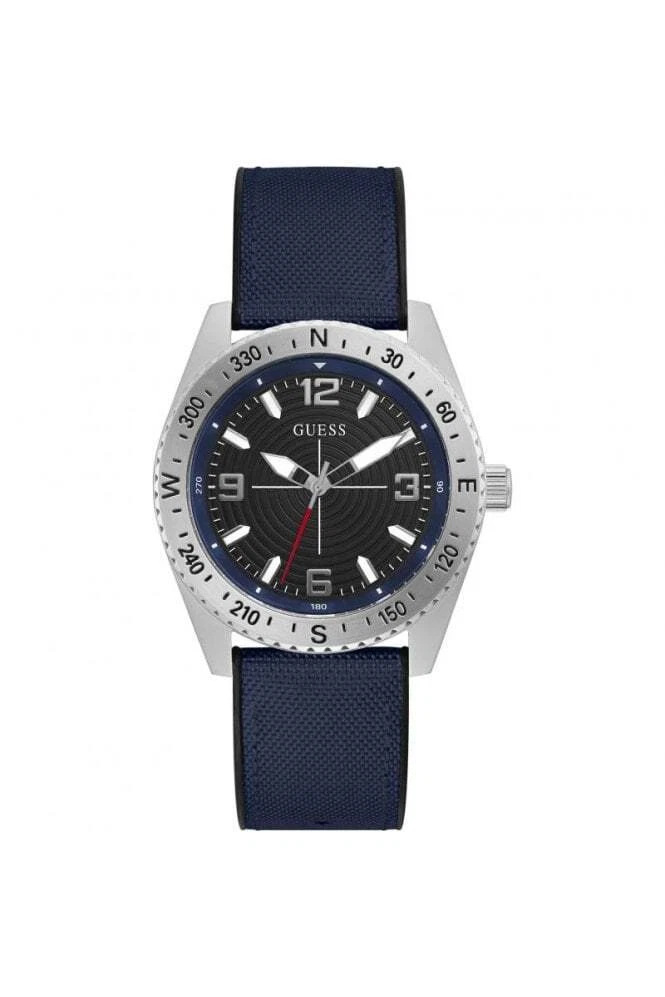 GUESS Orologio Uomo Cronografo 50mm - Acciaio, Cinturino Silicone Bicolore, Blu E Oro Rosa - 4