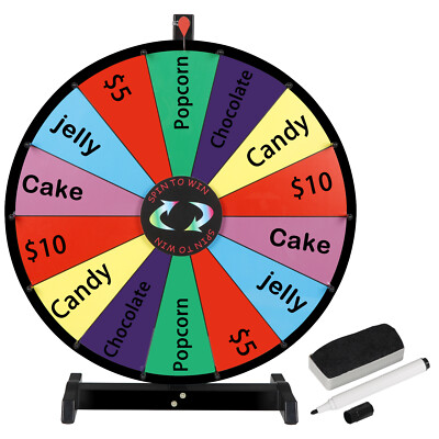 24'' Spinning Prize Wheel 14 Slots Tabletop Spinner Roulette Wheel for Carnival