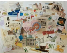 Vtg. Huge Lot Junk Journal Scrapbooking Ephemera Scrap Pack 100+ Pieces  9"x12" 