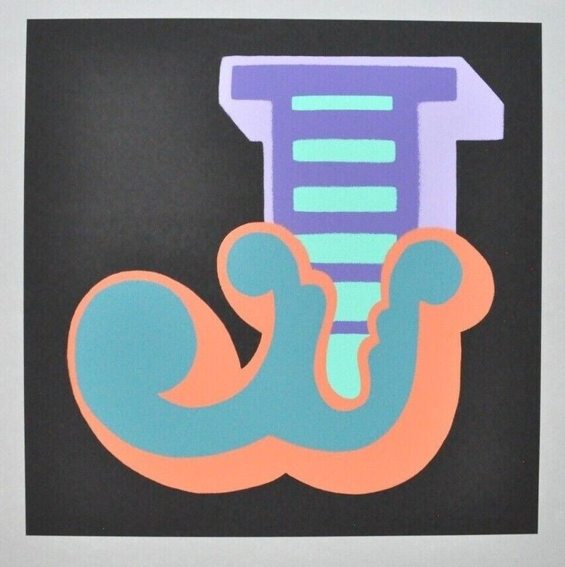 A - Ben Eine - J - Purple - AP on Grey Board - 2015