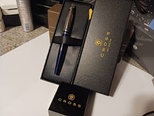 CROSS CALAIS CYANIC BLUE AND CHROME ROLLERBALL PEN BRAND NEW GIFT