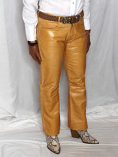 Womens Leather Pants Brown 6 Tan Real Tommy Hilfiger Jean Vintage Y2K 90s Rare