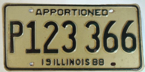 Placa de licencia de Illinois Il Vintage 1988 Asignada # P123366 N - Imagen 1 de 2