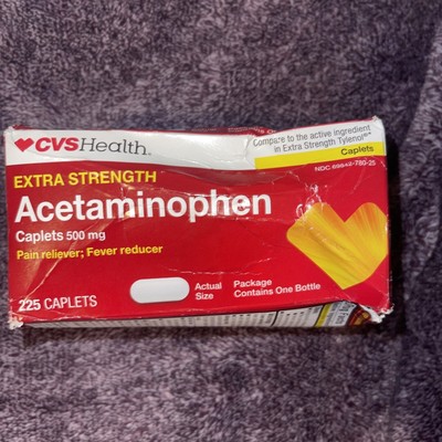 CVS Health ACETAMINOPHEN EXTRA STRENGTH 500mg PAIN/ FEVER 225 CAPLETS EX4/25  -F