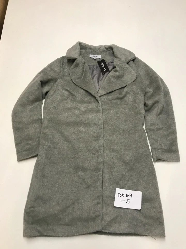 Simply Be Abrigo De Invierno De Piel Sintética Gris Cepillada UK 12 - Imagen 4 de 4