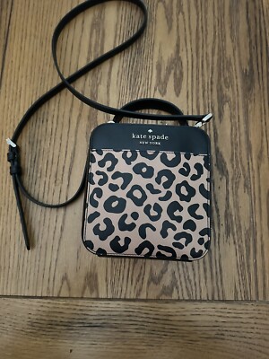 kate spade new york Daisy Graphic Leopard Vanity Crossbody Black/Beige Leather