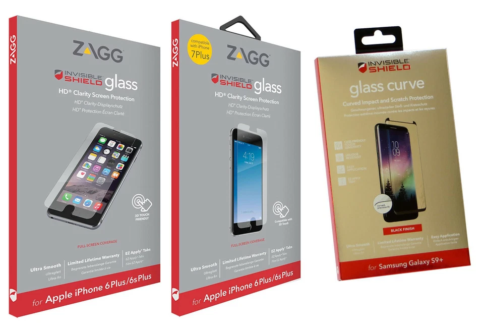 ZAGG InvisibleShield Tempered Glass OR Plastic Screen Protector iPhone Galaxy + - Image 1 of 1