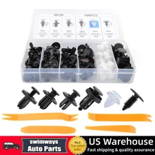 100pcs & 4 Tool Bumper Clips Car Hole Plastic Rivets Fastener Fender Push Clips