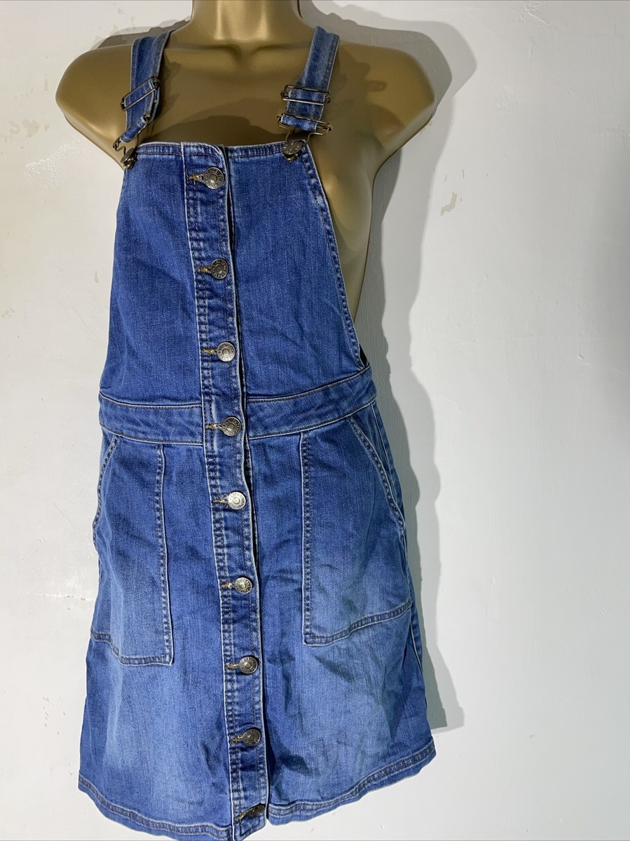 white christmas dresses Dark Blue Denim Danni Pinafore Mini Dress