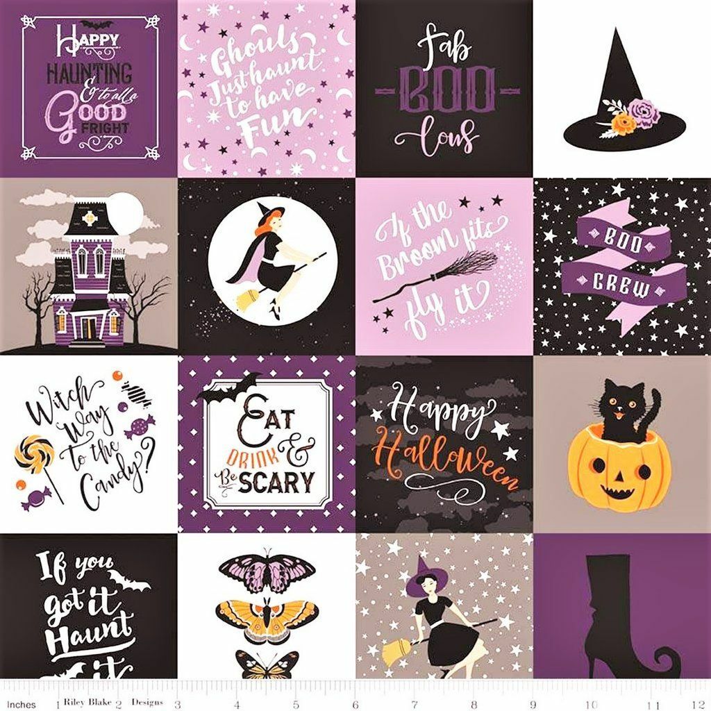 Fat Quarter Fab-Boo-Lous Collage Purple and Grey 100% Cotton Quilting Fabric