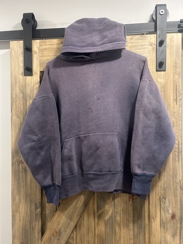 Vintage 50s Blue 2 Tone Pullover Hoodie Rare Double Face Faded Size Large Cotton - Bild 3 von 6
