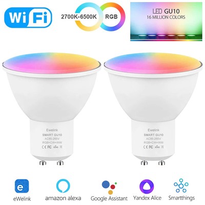 1-10x Smart GU10 WiFi Smart LED Light Bulb RGB C+W 5W Dimmable Lamps