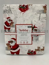 Pottery Barn Kids Heritage Santa Organic Cotton Sheet Set Twin Blush Santa 120B