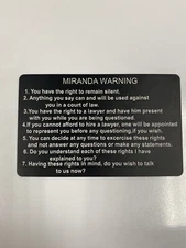 Metal Miranda Warning Card