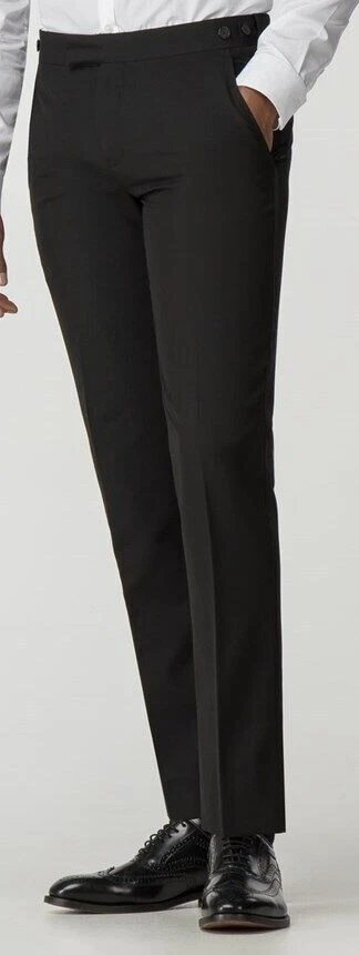 MENS PLAIN BLACK WEDDING EVENING FORMAL CRUISE PROM SUIT TROUSERS