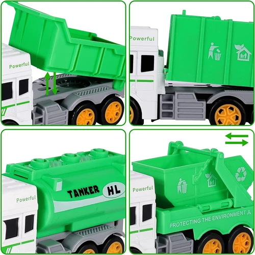 4 Stück Kinder Spielzeug Auto Geschenk Rückzug Technik Feuerwehr LKW Sanitärfahrzeug - Bild 19 von 29