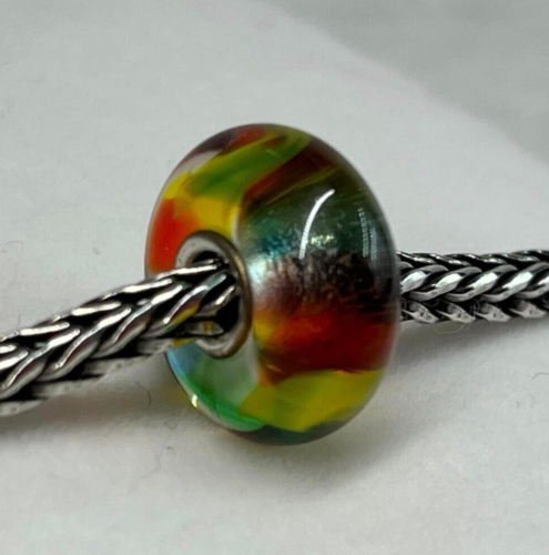 New Retired Trollbeads Rainbow Murano Bead 925 Sterling Silver ! - Afbeelding 1 van 5