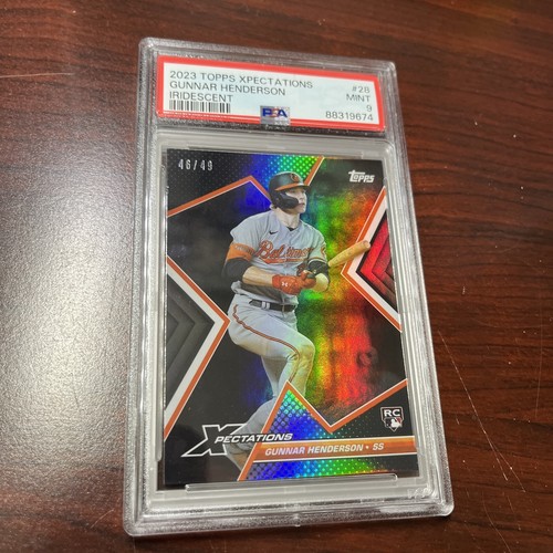 2023 Topps Xpectations 46/49 RC ROOKIE GUNNAR HENDERSON ORIOLES Iridescent PSA 9