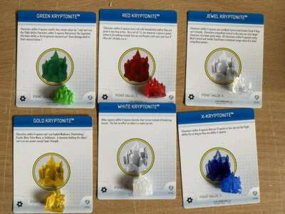 6 Dc Heroclix Kryptonite Objekte Spezial 3D Objekte Kryptonite Gold Grün Schmuck