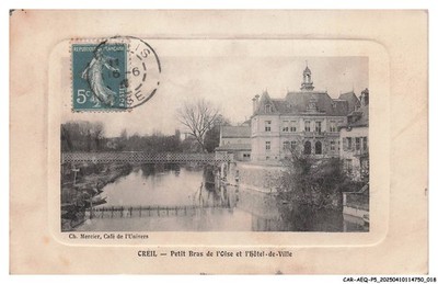 CAR-AEQP5-0217-60 - CREIL - Petit Bras de l'oise et l'Hotel de ville