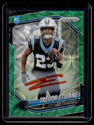 2025 Panini Prizm Green Scope Trevor Etienne RC Auto 03/75 Carolina Panthers
