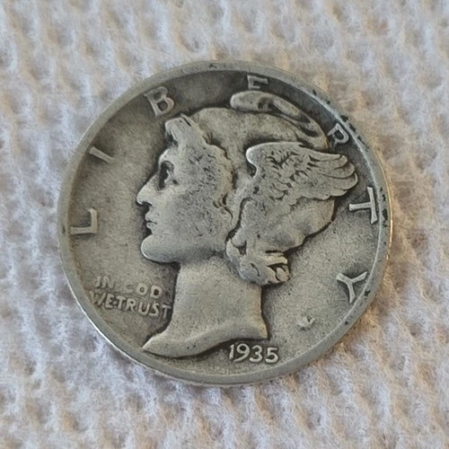 1935 Mercury Dime 10C Silver Circulated US Coin Business Strike Uncertified