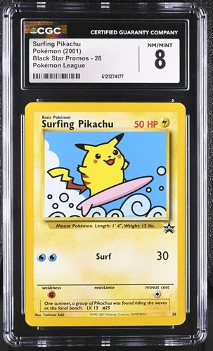 CGC 8 Surfing Pikachu 2001 Black Star Promos 28 Pokémon League Pokemon Card