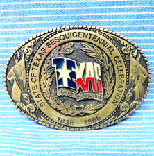 State Of Texas 150 Year Celebration 1986 Belt Buckle  Brass Vintage TLB .PCB822