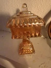Vintage Marigold Carnival Glass Jeanette Wedding Cake Box