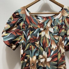 VTG Hilo Hattie Original Hawaiian Floral Muumuu Sz L Knee Length House Dress