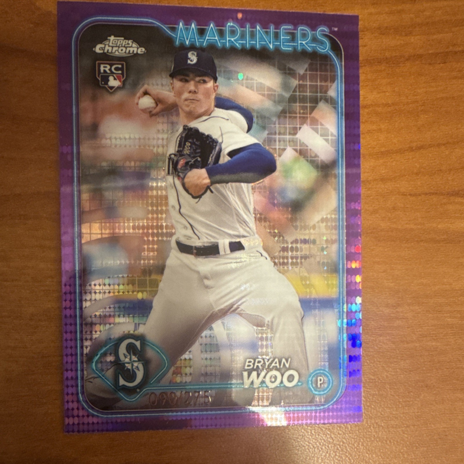 Topps 2024 Chrome Bryan Woo #172 Purple Sonar Refractor /275 Rookie Mariners MLB