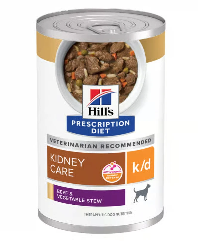 k/d Kidney Care Beef & Vegetable Stew Wet Dog Food, 12 Cans, Exp 08/2027
